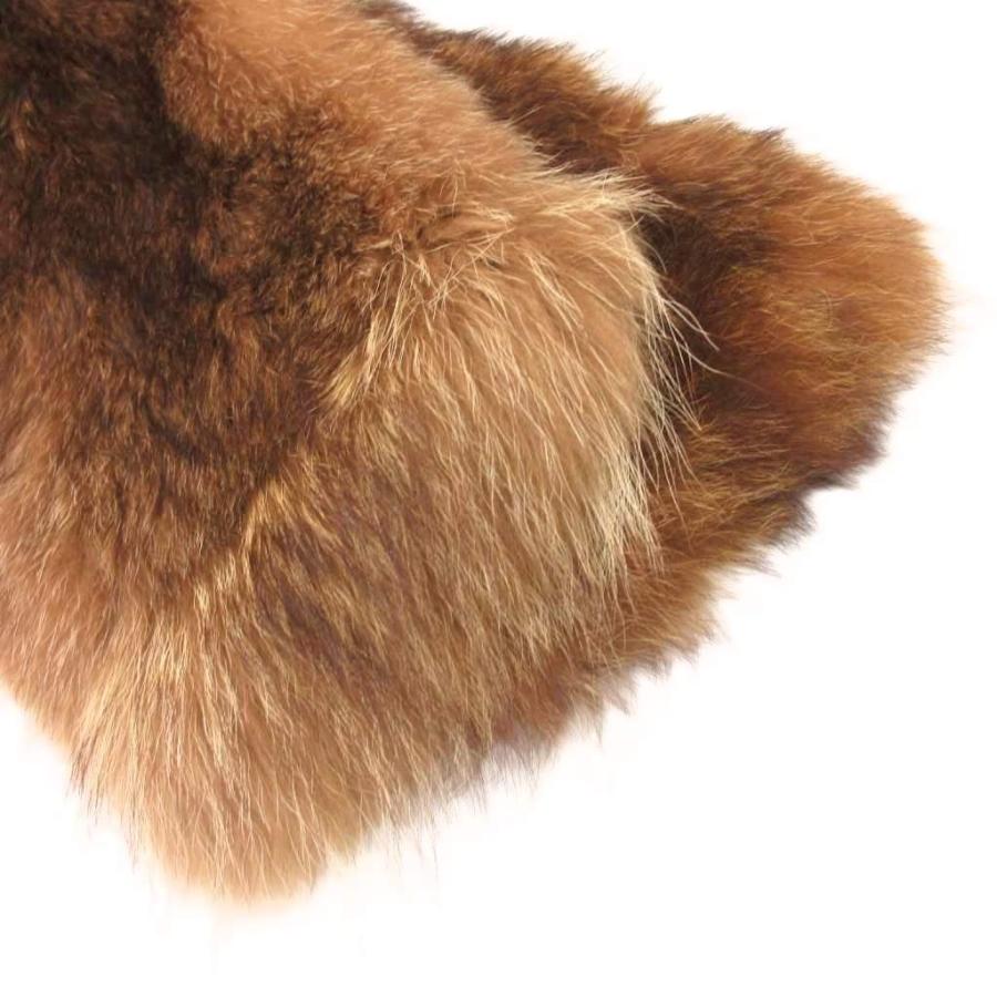 ノーブランド フォックスファーコート 毛皮 ミドル丈 ハーフ 11 茶