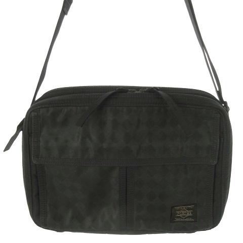 ポーター ロゴ ショルダーバッグ ナイロン メンズ ブランドバッグ・黒 PORTER ポーター ショルダーバッグ 黒 ブラック ロゴ 総柄 ナイロン