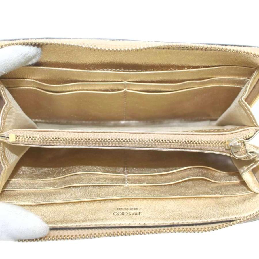 【中古】JIMMY CHOO ピッパ Pippa 長財布 レザー キルティング ラウンドファスナー ロゴ ゴールド金具 ゴールド色 ジミーチュウ JIMMY CHOO ピッパ Pippa 長財布 レザー キルティング