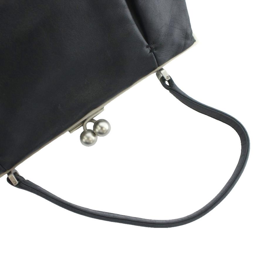 ハマノ HAMANO 濱野皮革工藝 ハンドバッグ レザー がま口 ワンハンドル