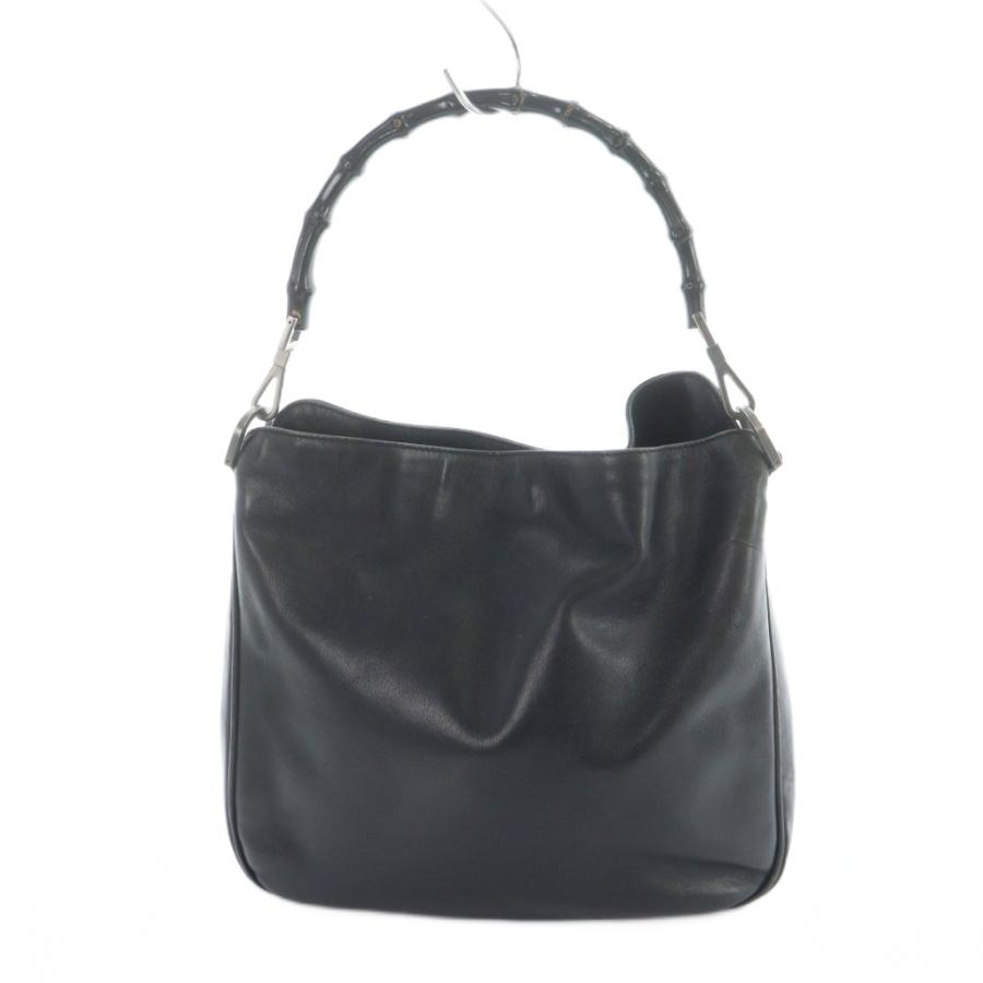 Gucci 黒 レザーハンドバッグ バンブーハンドル GUCCI オールドグッチ バンブーハンドル ハンドバッグ レザー ブラック