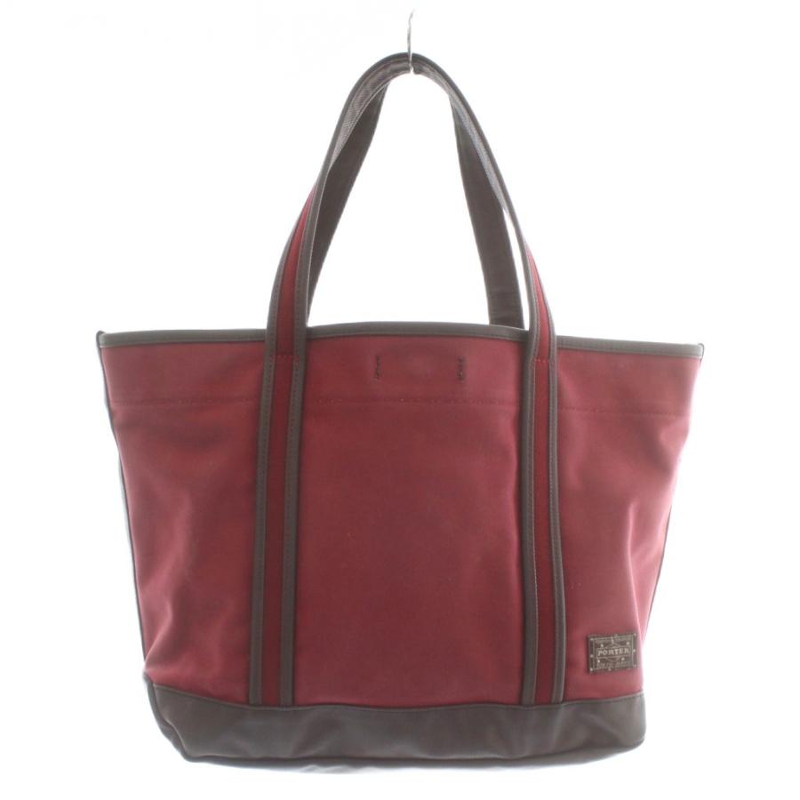 【中古】ポーター PORTER ガール GIRL 吉田カバン トートバッグ ハンド キャンバス レザー ロゴ 赤 茶色 PORTER ポーター ガール GIRL 吉田カバン トートバッグ ハンド