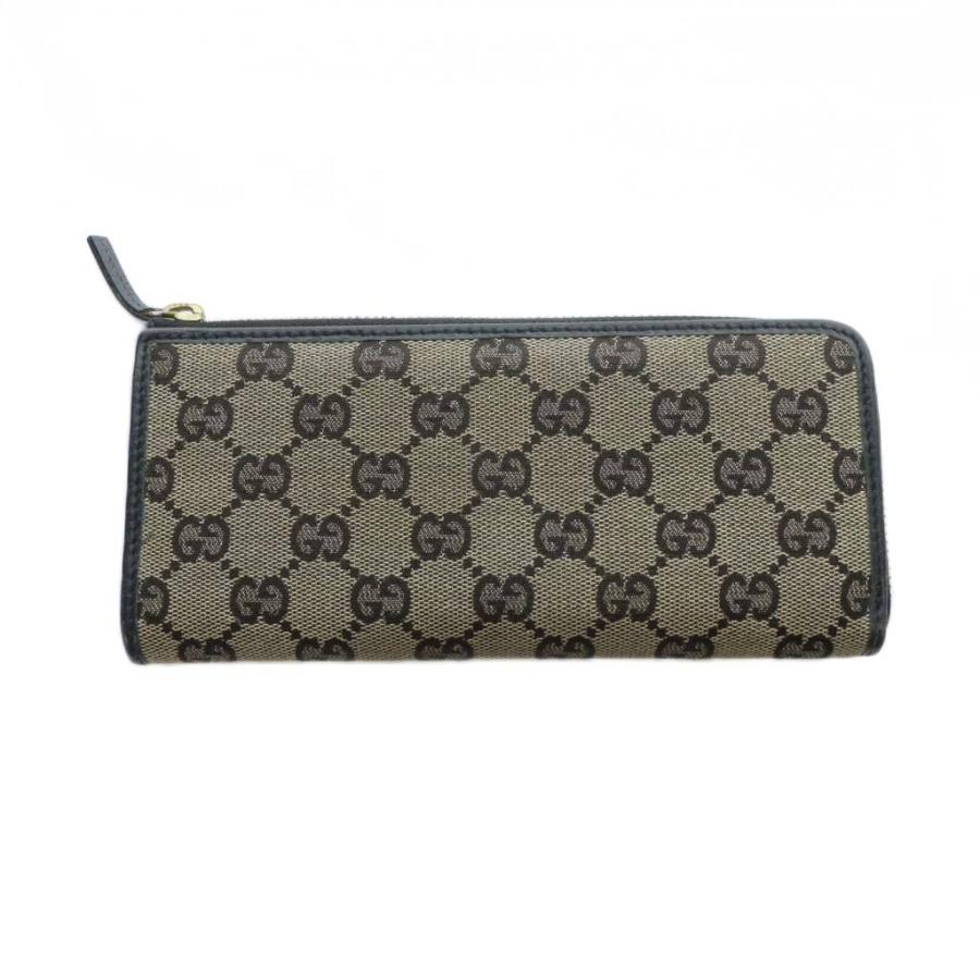 グッチ GUCCI 長財布 ウォレット ロゴ GGキャンバス 本物 レザー 黒