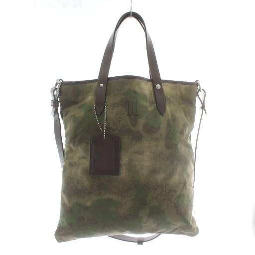 【中古】ゴールデングース GOLDEN  トートバッグ ショルダー 2WAY キャンバス レザー カモフラ カーキ 茶色 ゴールデングース GOLDEN GOOSE トートバッグ ショルダー 2WAY