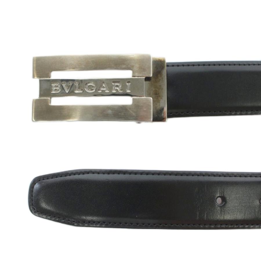 BVLGARI（ブルガリ） ベルト レザー バックル ロゴ ベルト社外品 黒