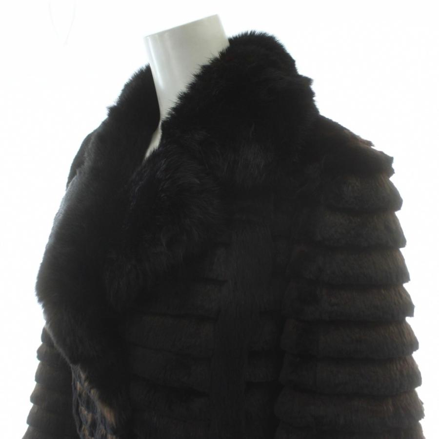 Lupian furs ファーコート ハーフ丈 アウター ラビット 毛皮 6 黒 