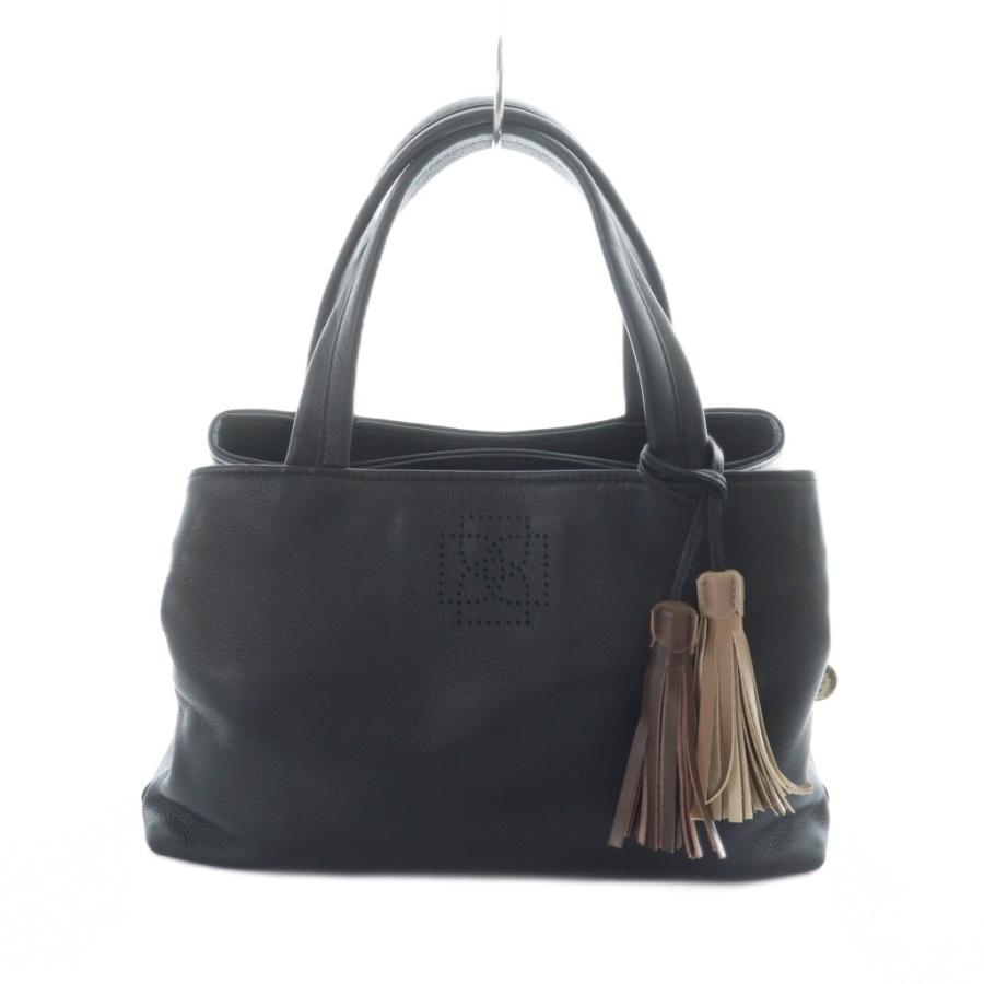 ダックス DAKS ハンドバッグ ミニトート レザー ロゴ 黒 ブラック