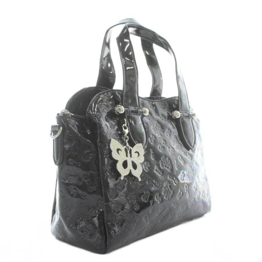 ANNA SUI（アナスイ） ハンドバッグ エナメル 蝶々 型押し 総柄