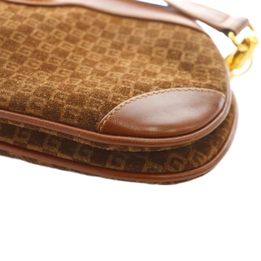 GUCCI（グッチ） ショルダーバッグ 斜めがけ ロゴ 総柄 スエード 茶