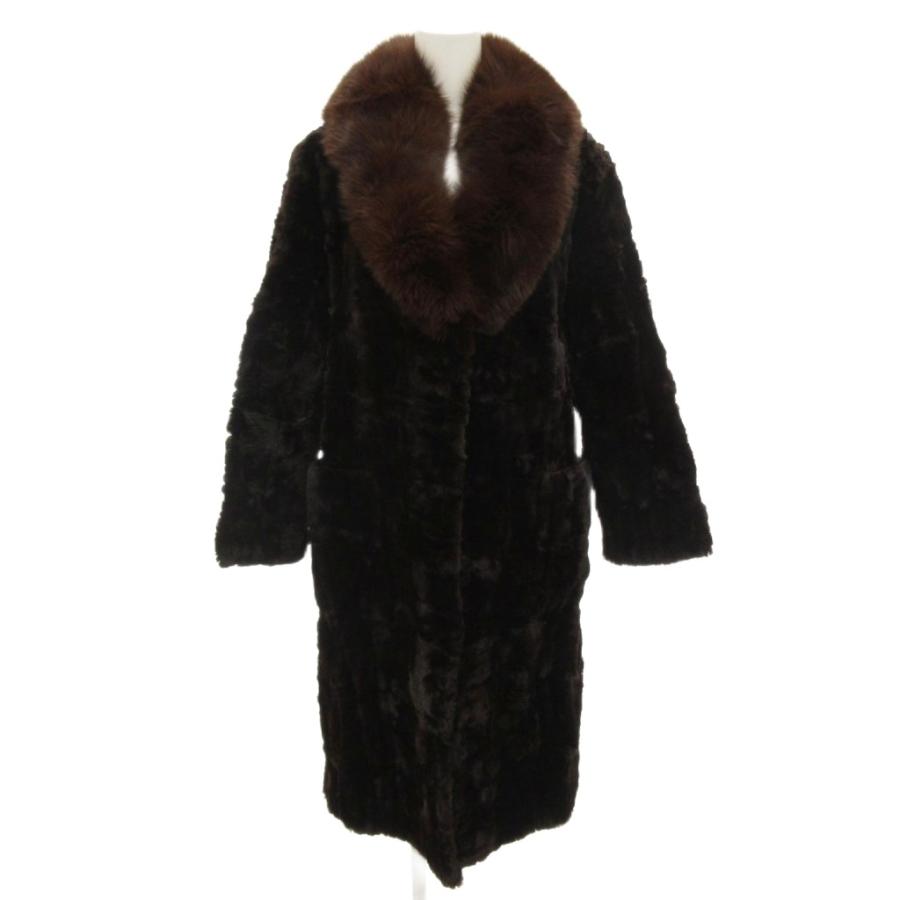 ニナリッチ NINA RICCI ラムファーコート 毛皮 ロング 衿フォックス