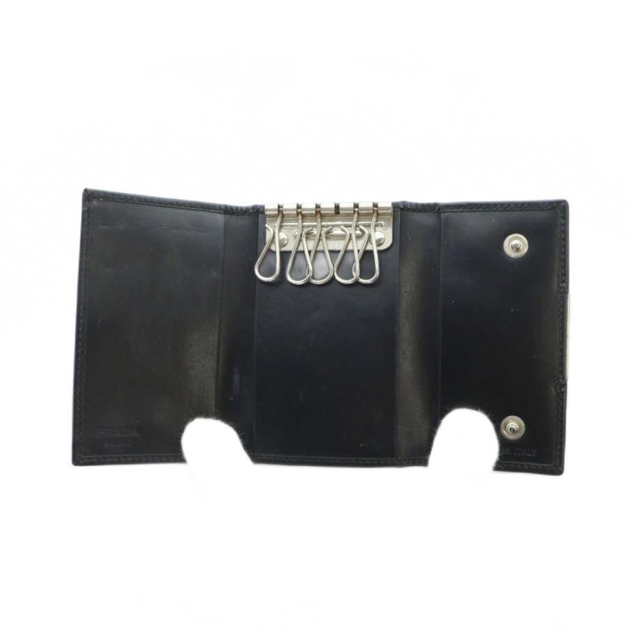 PRADA（プラダ） キーケース キーリング レザー ロゴ 5連 黒 ブラック