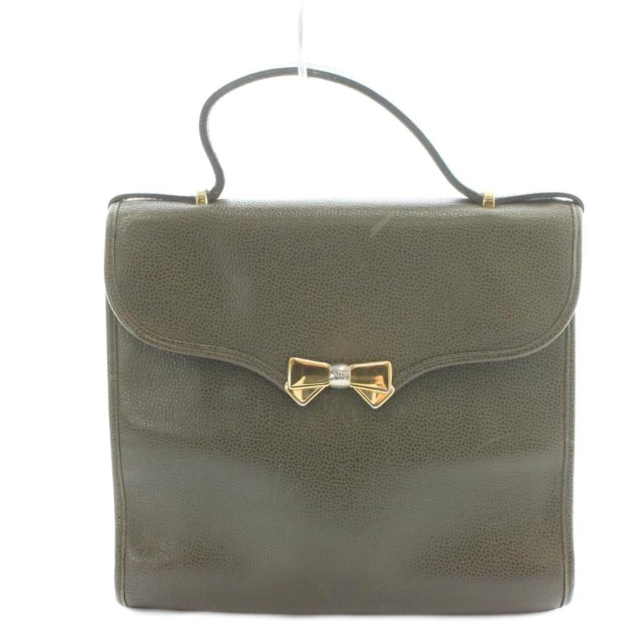 ニナリッチ NINA RICCI ハンドバッグ レザー リボン ゴールドカラー