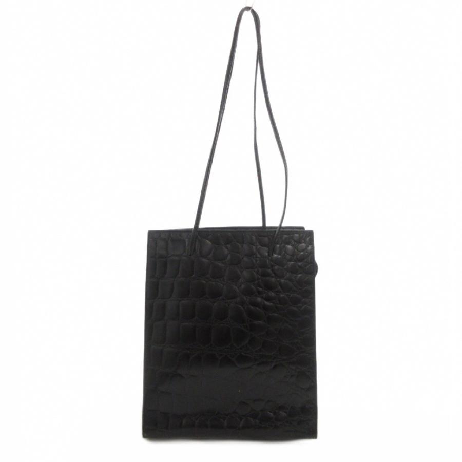 FURLA（フルラ） トートバッグ 肩掛け 黒 ブラック クロコダイル型押し