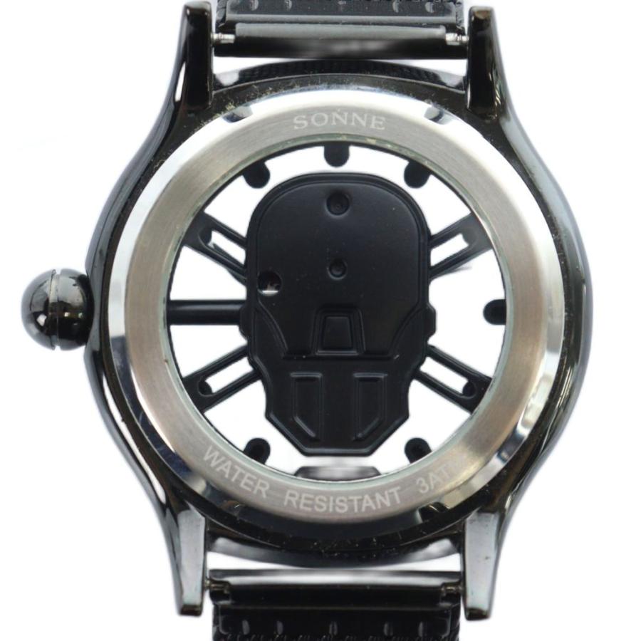 ゾンネ SONNE 腕時計 ウォッチ クォーツ ロゴ ドクロ スカル 黒