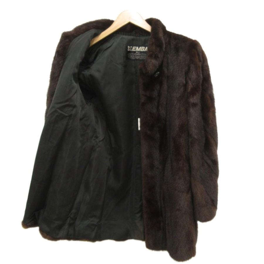 美品☆EMBA エンバ スカンブラックミンク リアルファーロングコート マキシ丈 エンバ EMBA ファーコート 毛皮 スカンブラックミンク M 茶 ブラウン