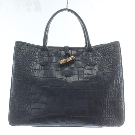 美品 LONGCHAMP トートバッグ ロゾ オールレザー A4◎ ネイビー imgrc0098414294.jpg