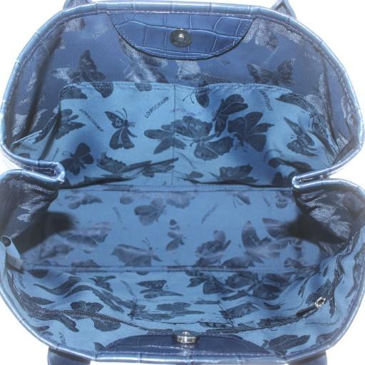 極美品 ロンシャン ロゾ トートバッグ レザー　ネイビー ロゴ A4収納可 LONGCHAMP（ロンシャン） ロゾ トートバッグ ハンド レザー クロコ型