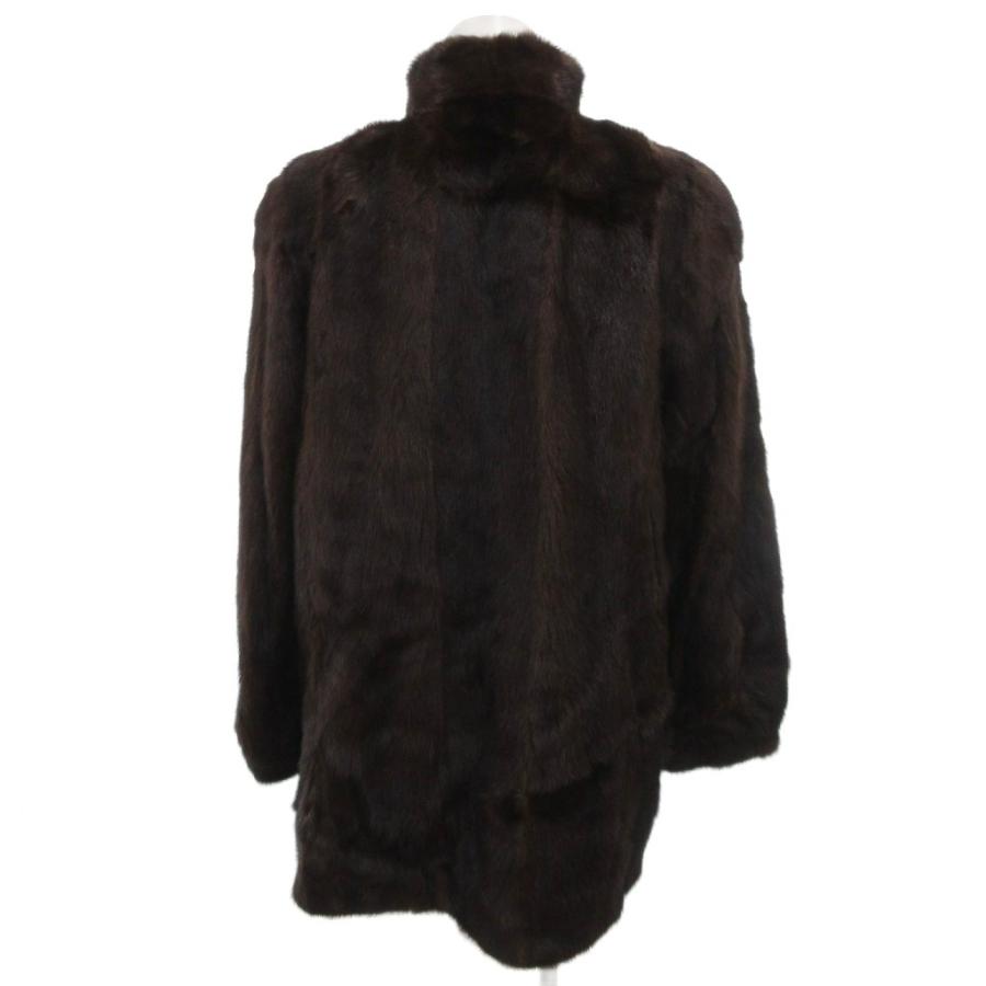 未使用品 タグ付き ミンクファーコート 毛皮 スタンドカラー 11 茶
