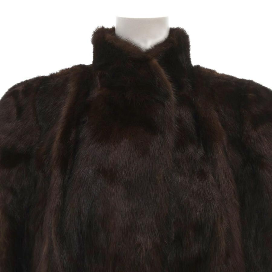 未使用品 タグ付き ミンクファーコート 毛皮 スタンドカラー 11 茶