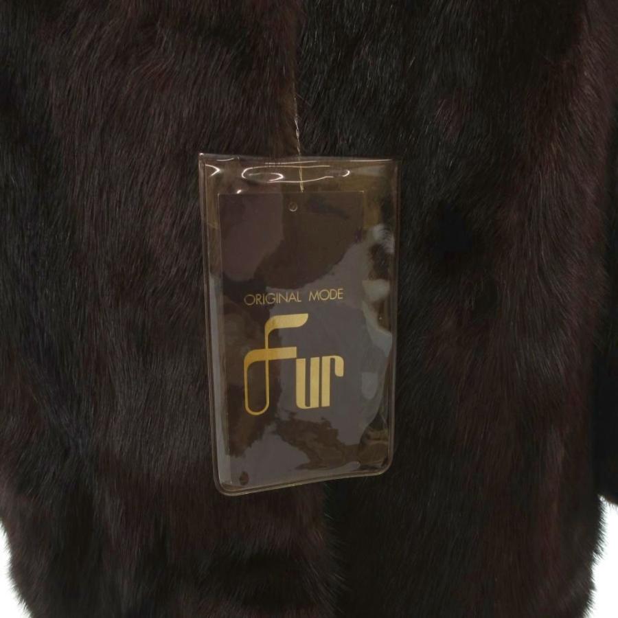 未使用品 タグ付き ミンクファーコート 毛皮 スタンドカラー 11 茶