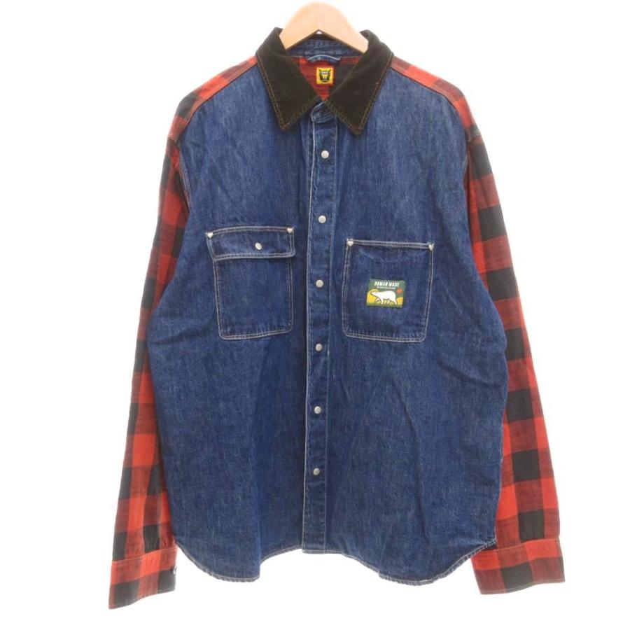 ヒューマンメイド HUMAN MADE Scout Shirt デニムパネル スカウト