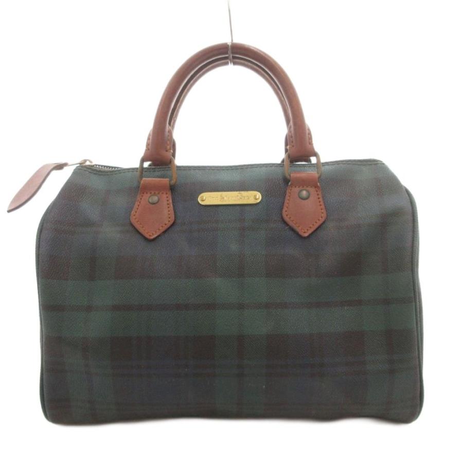 ポロラルフローレン ミニボストンバッグ ブラックウォッチ PVCレザー