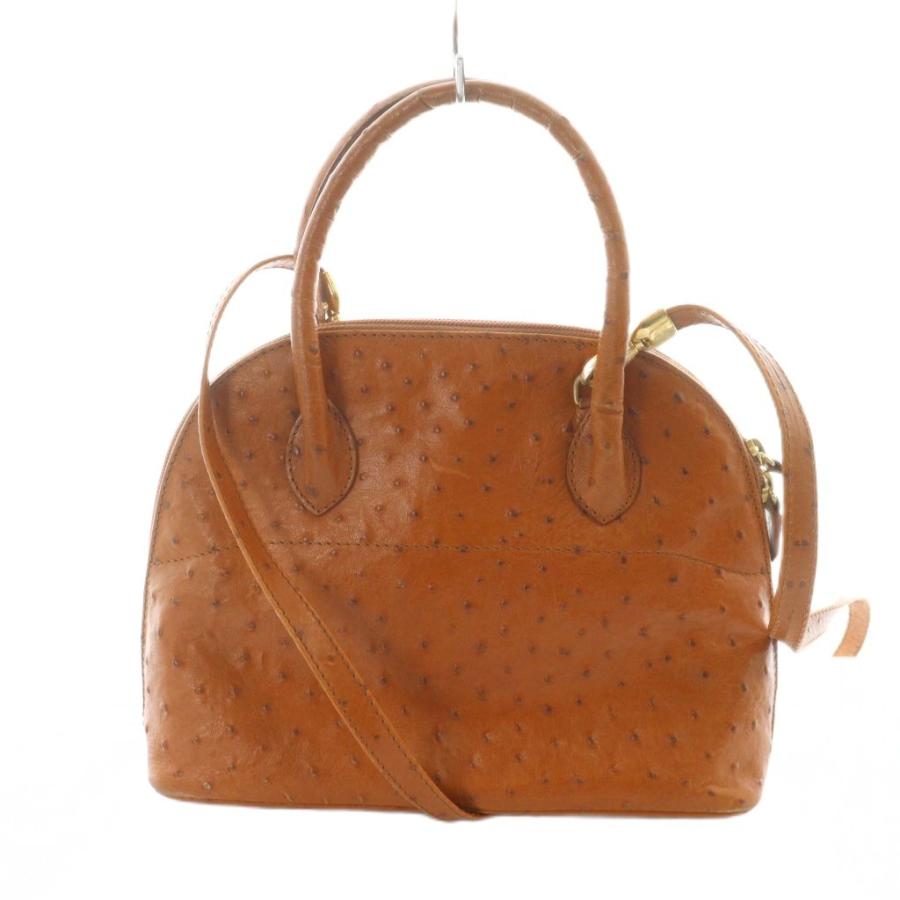 ノーブランド品 ハンドバッグ ショルダー 2WAY オーストリッチ レザー 