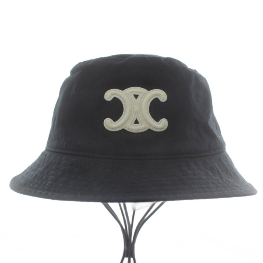 希少 CELINE トリオンフ　バケットハット ブラック　Lサイズ CELINE（セリーヌ） トリオンフ バケットハット バケハ 帽子 ロゴ 刺繍