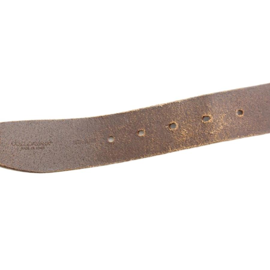 未使用品 タグ付きDolce & Gabbana ブラウン レザーベルト90cm 楽天