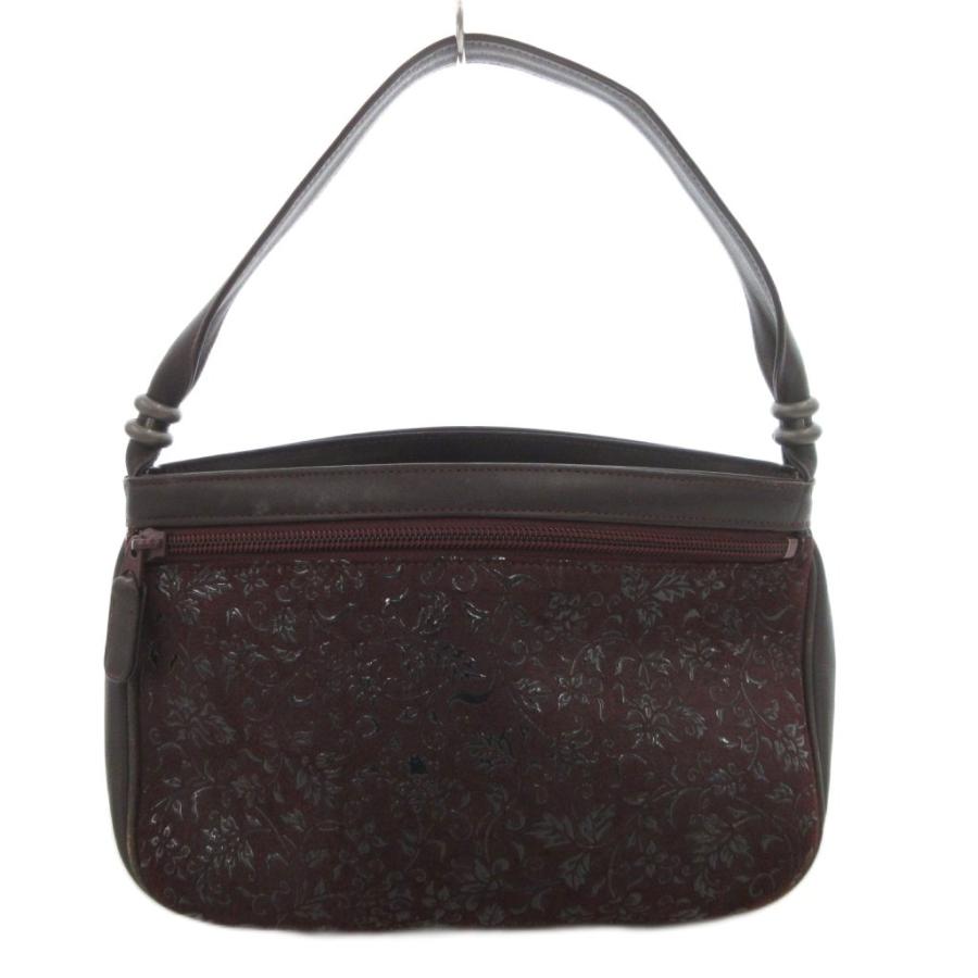 印傳屋 INDEN‐YA INDENYA ハンドバッグ 手提げ レザー ボルドー 花柄 