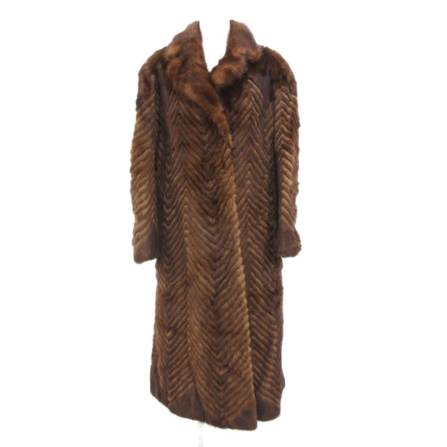 11号 リアルミンク MG Sable FUR 毛皮コート ロング丈 日本製 ノーブランド ファーコート 毛皮 ミンク ロング 9 茶 ブラウン /JS