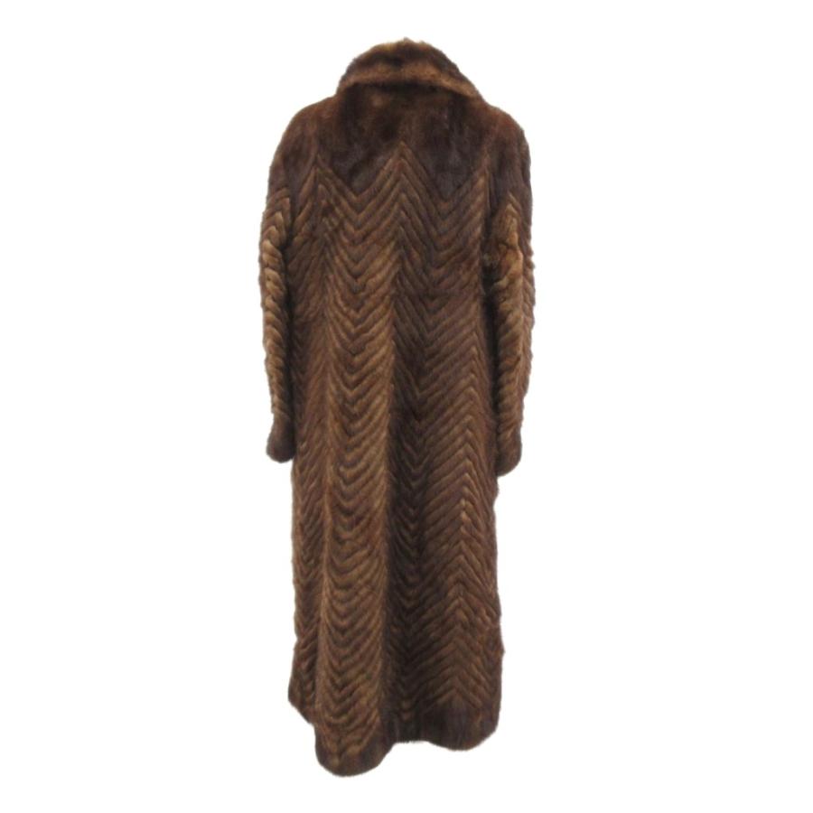 ノーブランド ファーコート 毛皮 ミンク ロング 9 茶 ブラウン /JS