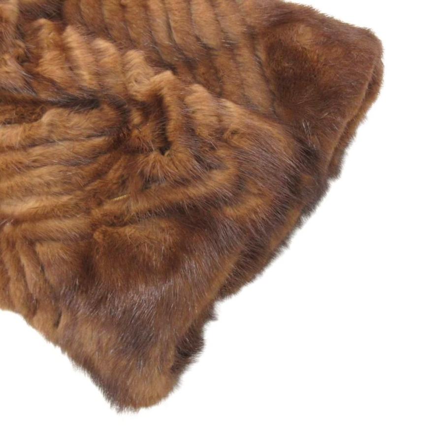ノーブランド ファーコート 毛皮 ミンク ロング 9 茶 ブラウン /JS