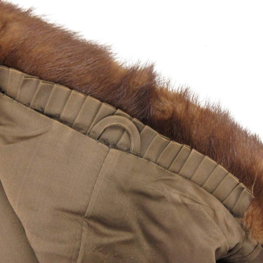 ノーブランド ファーコート 毛皮 ミンク ロング 9 茶 ブラウン /JS