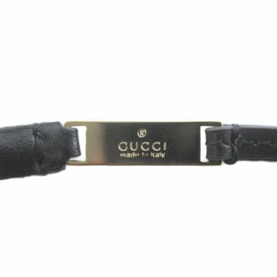 GUCCI☆ストラップ☆送料込 GUCCI（グッチ） ハンドストラップ レザー ロゴ ゴールド金具 黒