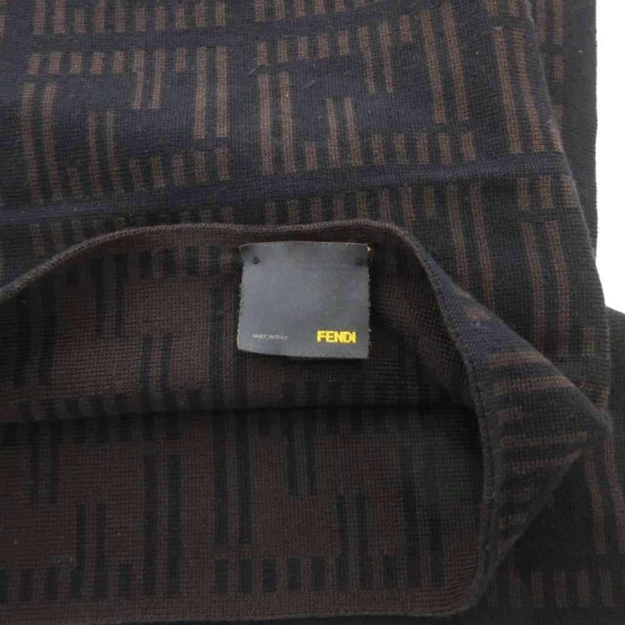 フェンディ FENDI マフラー ストール ズッカ柄 ウール 茶 ブラウン