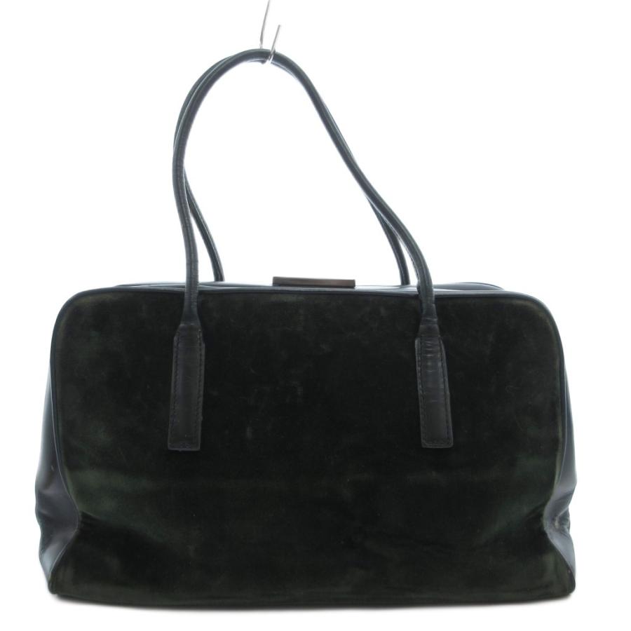 PRADA プラダ　ベルベット製　ハンドバッグ　深緑 PRADA（プラダ） ヴィンテージ トートバッグ ハンドバッグ ベルベット