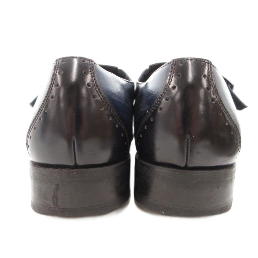 ランバン LANVIN モンクストラップ ドレスシューズ 25 紺 ネイビー 黒