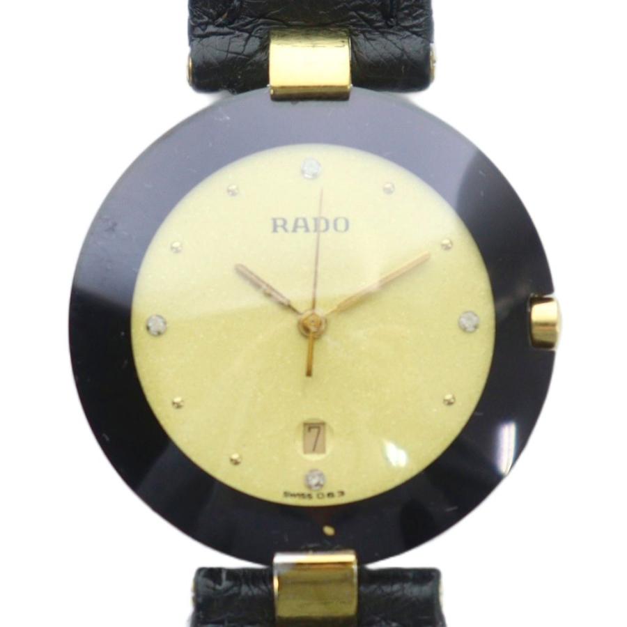 ラドー 129.4075.4 腕時計 クォーツ レザーベルト デイト 黒 金色 ラドー RADO 129.4075.4 腕時計 ウォッチ クォーツ レザーベルト