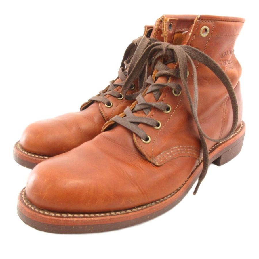 チペワ CHIPPEWA ワークブーツ レザー 革 7ホール ロゴ 27cm 茶 