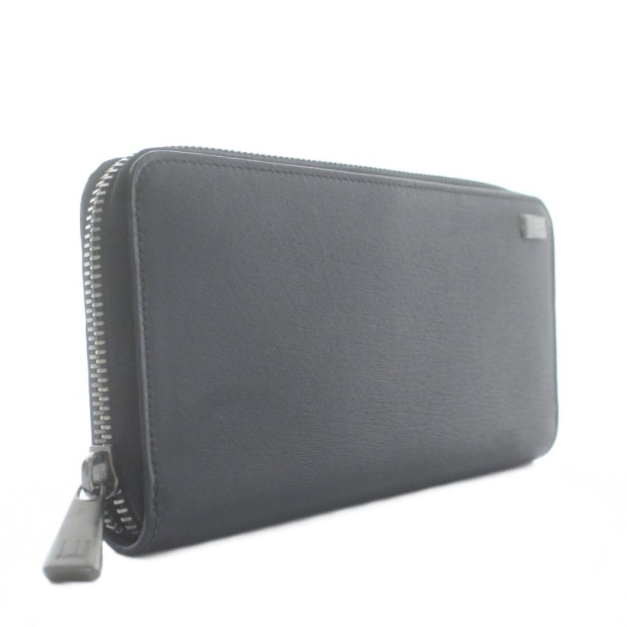 ALFRED DUNHILL ダンヒル グレー レザー長財布 dunhill（ダンヒル） 長財布 レザー ラウンドファスナー ロゴ 黒
