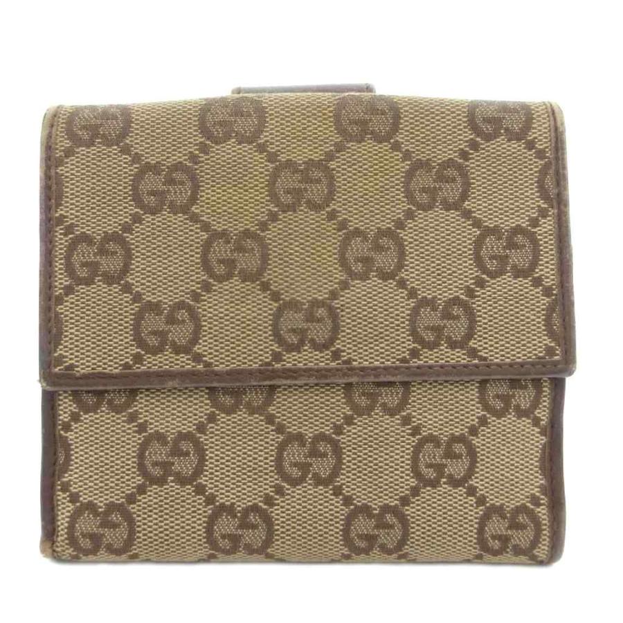 GUCCI 二つ折り財布 ベージュ/ブラウン GUCCI（グッチ） GUCCI GGキャンバス 二つ折り財布 コンパクト
