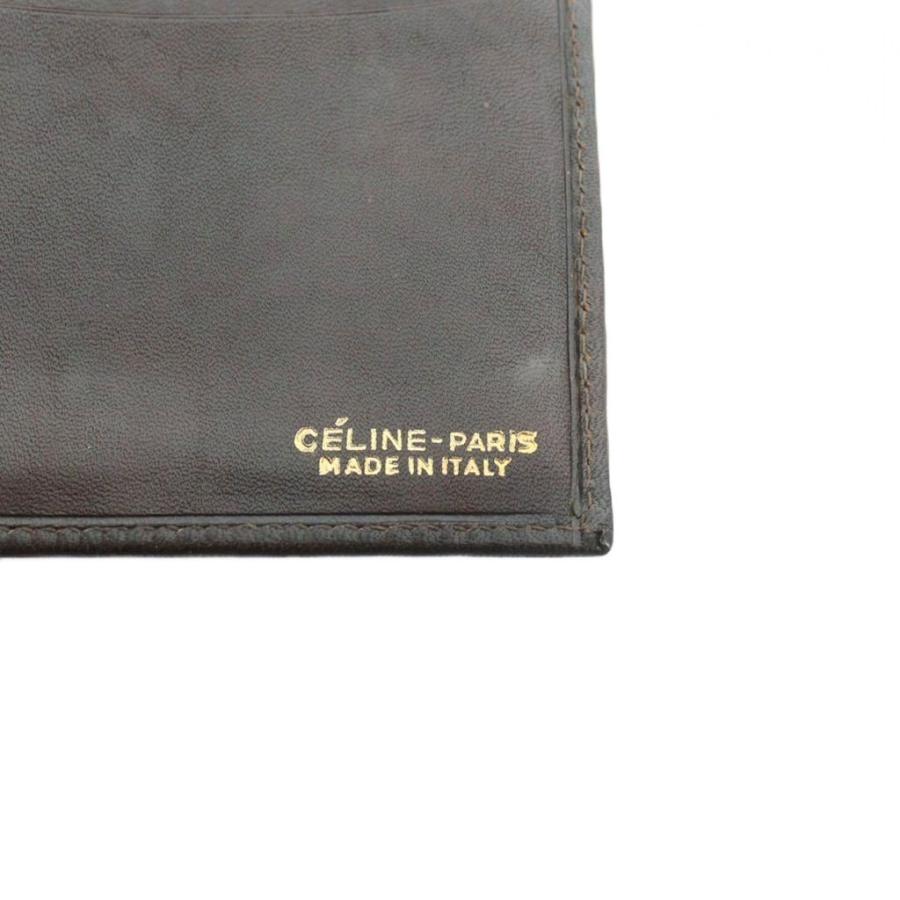 セリーヌ 三つ折り財布 ウォレット キャンバス レザー がま口 茶 ブラウン 黒 CELINE - セリーヌ 三つ折り財布 ウォレット キャンバス レザー がま口