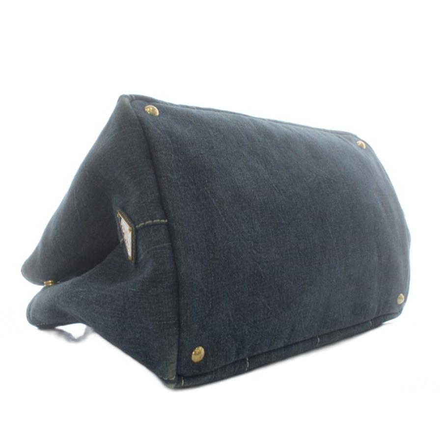 ネイビー トートバッグ ロゴプレート付きプラダバッグ ネイビー トートバッグ ロゴプレート付きプラダバッグ ネイビー トート