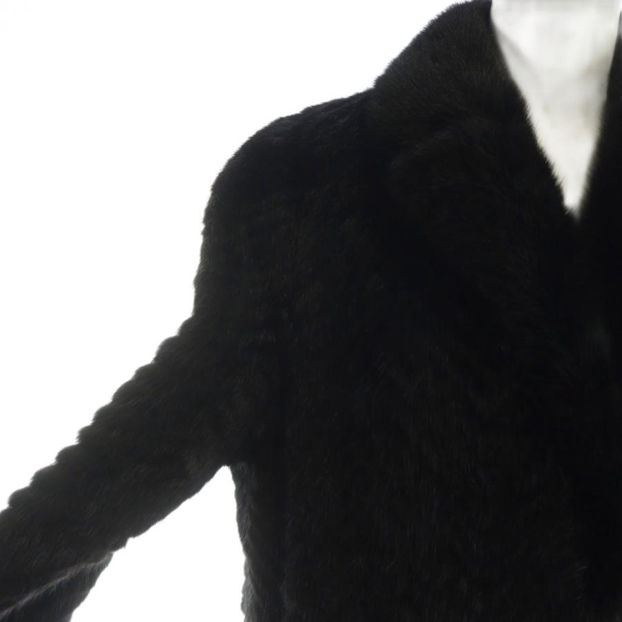 ノーブランド品 毛皮コート 長袖 ブラックミンクファー ミドル 総裏地