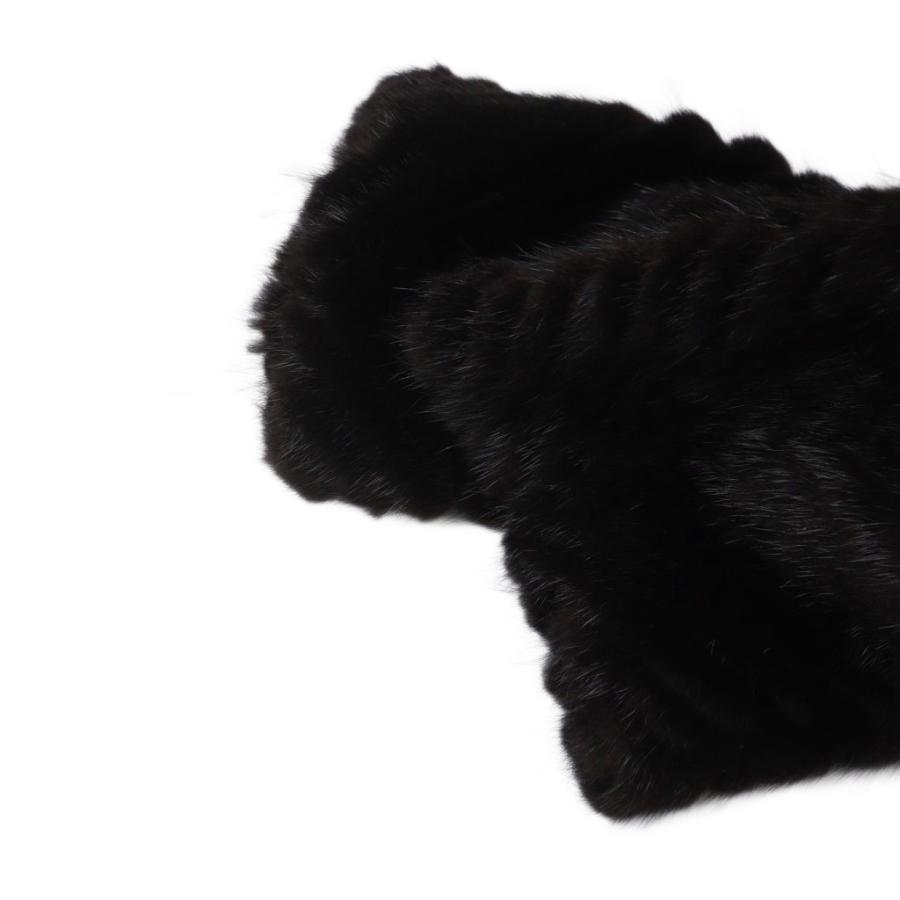 ノーブランド品 毛皮コート 長袖 ブラックミンクファー ミドル 総裏地