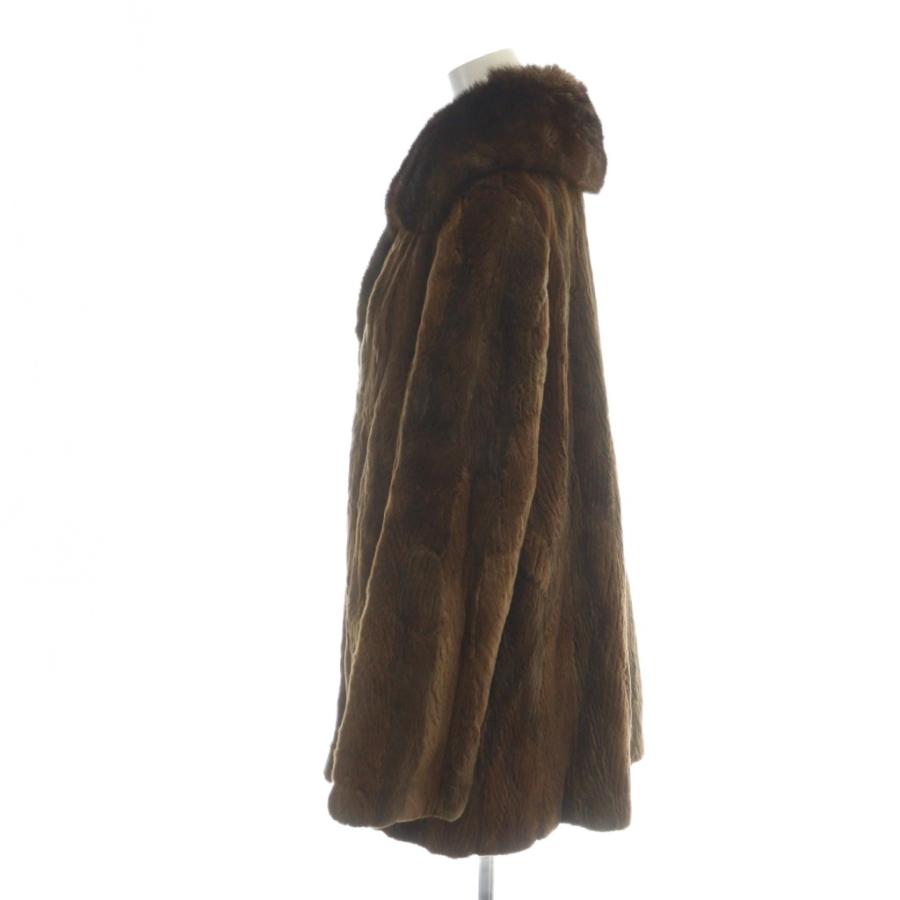 PARIS FUR 毛皮コート シェアードミンクファー 長袖 総裏地 ミドル 茶