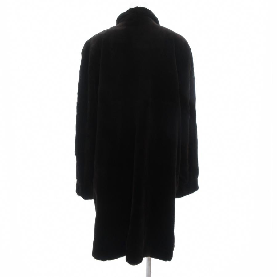ノーブランド ファーコート 毛皮 シェアードミンク ミドル ハーフ丈 ダークブラウン /UO ■GY18 レディース_1