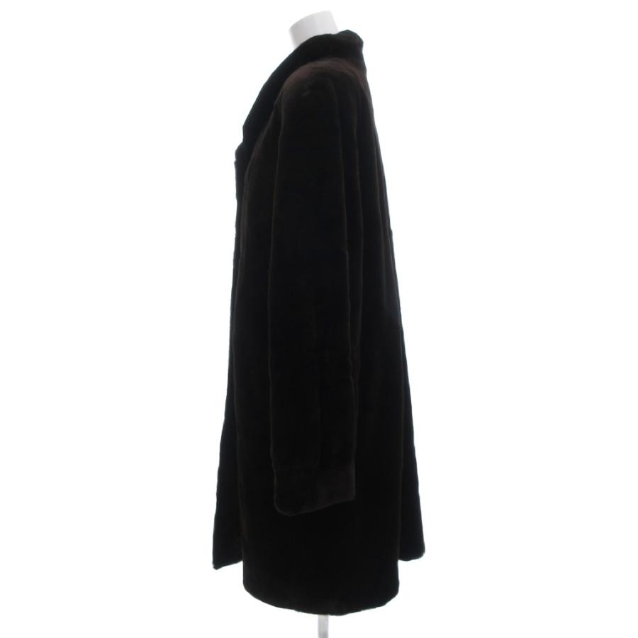 ノーブランド ファーコート 毛皮 シェアードミンク ミドル ハーフ丈 ダークブラウン /UO ■GY18 レディース_2