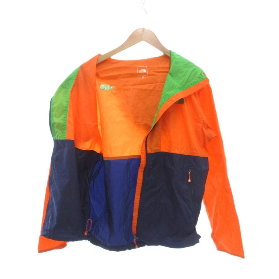 The North Face ウインドブレーカー 紺xオレンジ130 ノースフェイス メンズSサイズ フード ナイロンジャケット オレンジ